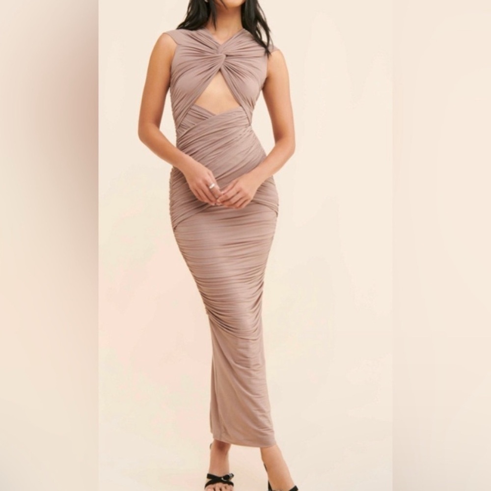 ROBNY KOBO nasha ruched cut out maxi dress